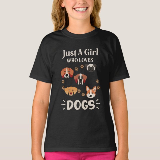 Just-a-Girl-Who-Loves-Dogs-Dog-Lover T-Shirt (Front)