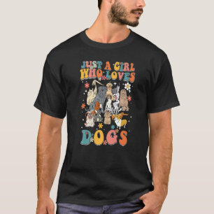Just A Girl Who Loves Dogs Retro Groovy Dog Christ T-Shirt