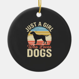 Just a Girl Who Loves Dogs Vintage Dog Lover Ceramic Tree Decoration