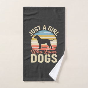 Just a Girl Who Loves Dogs Vintage Dog Lover Hand Towel