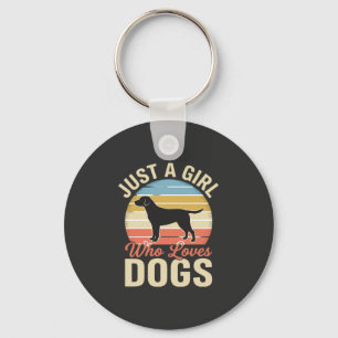 Just a Girl Who Loves Dogs Vintage Dog Lover Key Ring