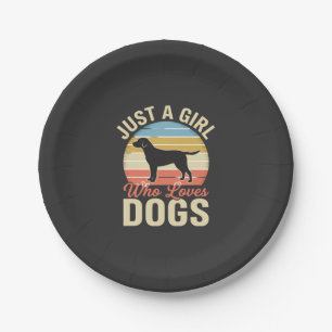 Just a Girl Who Loves Dogs Vintage Dog Lover Paper Plate