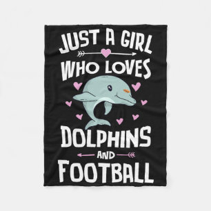 Just A Girl Who Loves Dolphins And Football Women Fleece Blanket