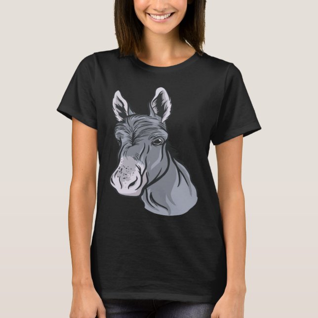 Just A Girl Who Loves Donkeys Cute Donkey Head Rea T-Shirt (Front)