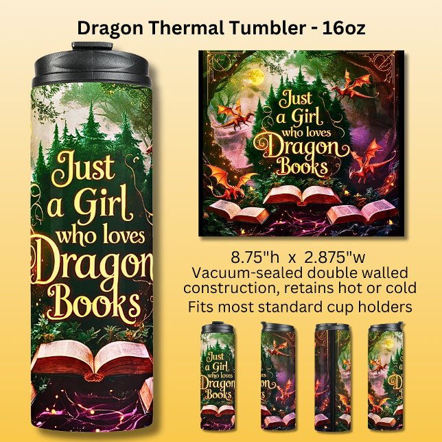Just A Girl Who Loves Dragon Books  Thermal Tumbler (Creator Uploaded)