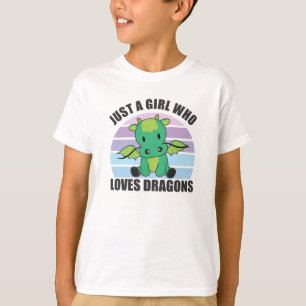 Just A Girl Who Loves Dragons Cute Animals Vintage T-Shirt