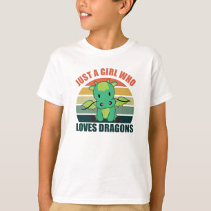 Just A Girl Who Loves Dragons Cute Animals Vintage T-Shirt