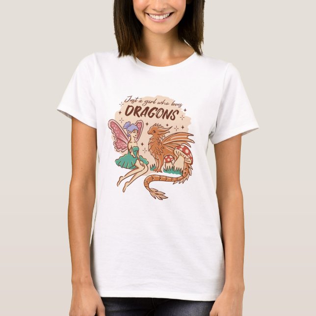 Just a Girl Who Loves Dragons Fairy T-Shirt (Front)