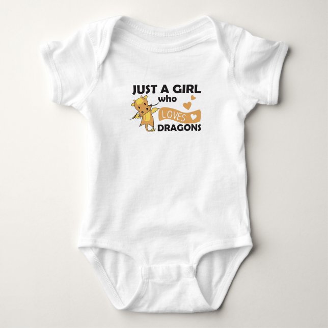 Just A Girl Who Loves Dragons Fantasy Dragon Baby Bodysuit (Front)