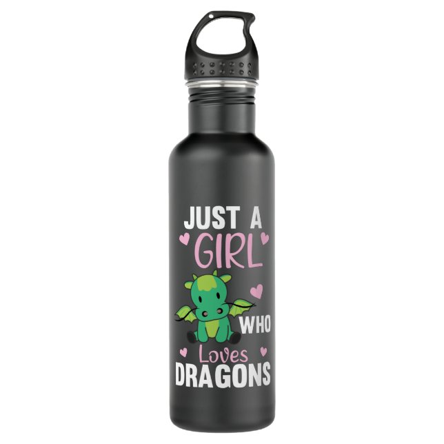 Just A Girl Who Loves Dragons Fantasy Dragon Green 710 Ml Water Bottle (Front)