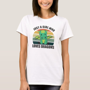 Just A Girl Who Loves Dragons Fantasy Dragon Green T-Shirt