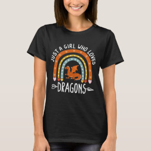 Just A Girl Who Loves Dragons Rainbow Cute Dragon  T-Shirt