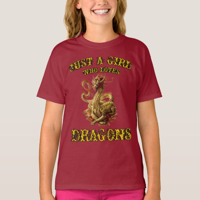 Just A Girl Who Loves Dragons T-Shirt (Front)