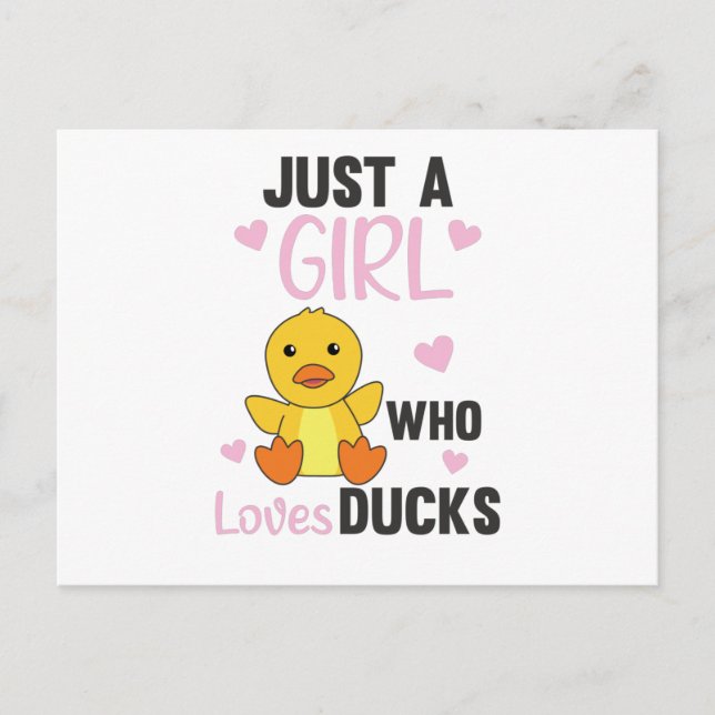 Just A Girl Who Loves Ducks - Cute Animals Duck Postcard (Front)