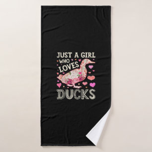 Just A Girl Who Loves Ducks Funny Duck Silhouette Bath Towel