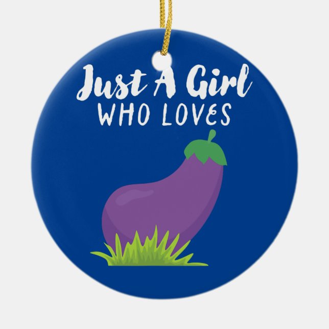Just A Girl Who Loves Eggplant Version  Ceramic Tree Decoration (Front)