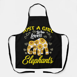 Just A Girl Who Loves Elephants And Sunflowers Apron