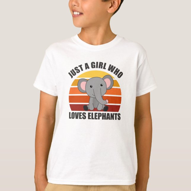 Just A Girl Who Loves Elephants Cute Animals Pink T-Shirt (Front)