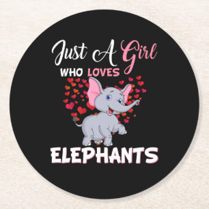 Just A Girl Who Loves Elephants Gifts Round Paper Coaster