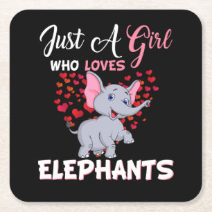 Just A Girl Who Loves Elephants Gifts Square Paper Coaster