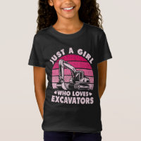 Just A Girl Who Loves Excavators Retro Excavator