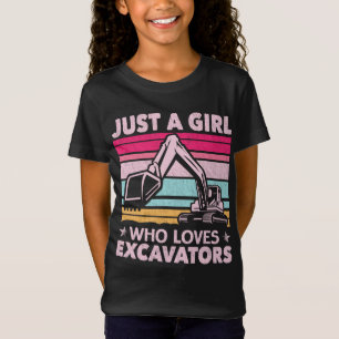 Just A Girl Who Loves Excavators Retro Excavator T-Shirt