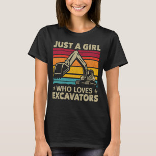 Just A Girl Who Loves Excavators Retro Excavator T-Shirt