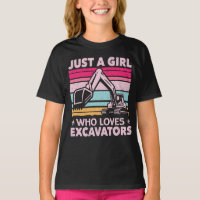 Just A Girl Who Loves Excavators Retro Excavator
