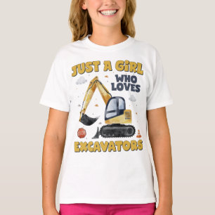 Just A Girl Who Loves Excavators Retro Excavator T-Shirt