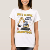 Just A Girl Who Loves Excavators Retro Excavator