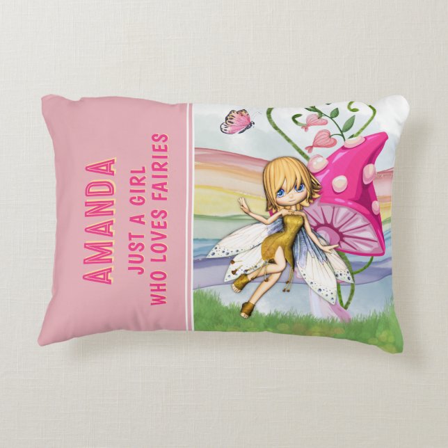 Just a Girl Who Loves Fairies Pink   Decorative Cushion (Back)