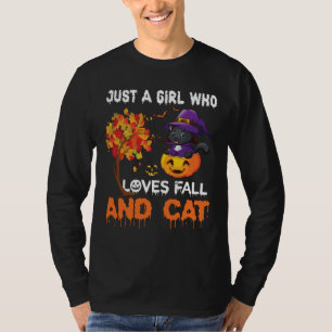 Just a girl who loves fall and cat T-Shirt