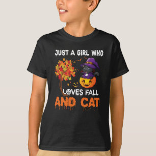 Just a girl who loves fall and cat T-Shirt