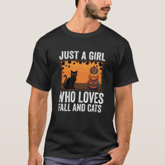 Just a Girl Who Loves Fall and Cats_1 T-Shirt