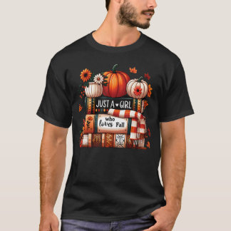 Just A Girl Who Loves Fall Autumn Pumpkin Books Co T-Shirt