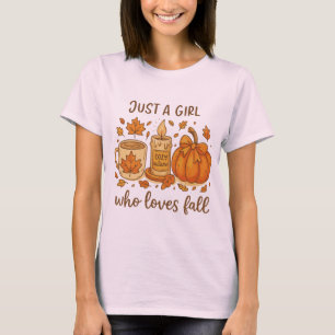 Just a Girl Who Loves Fall Cosy Autumn Pumpkin T-Shirt