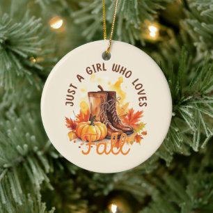 Just A Girl Who Loves Fall – Cosy Autumn Vibes Ceramic Tree Decoration
