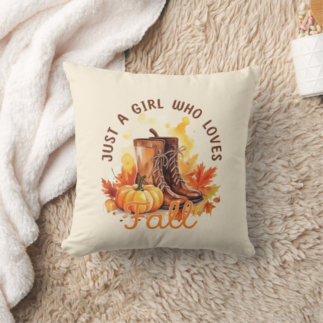 Just A Girl Who Loves Fall – Cosy Autumn Vibes Cushion (Blanket)