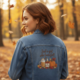 Just a Girl Who Loves Fall" Cosy Autumn Vibes Denim Jacket