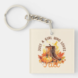 Just A Girl Who Loves Fall – Cosy Autumn Vibes Key Ring