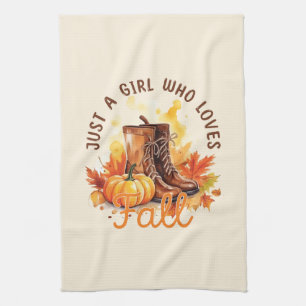 Just A Girl Who Loves Fall – Cosy Autumn Vibes Tea Towel