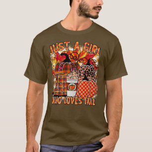 just a girl who loves fall leopard pumpkin fall au T-Shirt