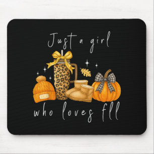 Just A Girl Who Loves Fall Pumpkin Coquette Bow Co Mouse Pad