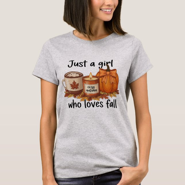 Just A Girl Who Loves Fall Pumpkin Cosy Autumn T-Shirt (Front)