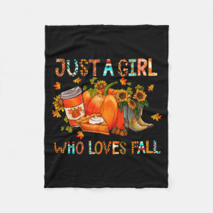 Just A Girl Who Loves Fall Pumpkin Cozy Thanksgivi Fleece Blanket