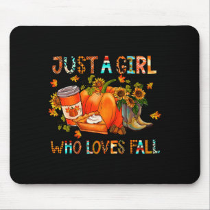 Just A Girl Who Loves Fall Pumpkin Cozy Thanksgivi Mouse Pad