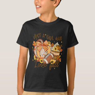 Just A Girl Who Loves Fall Pumpkin Football Cosy A T-Shirt