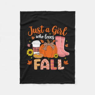 Just A Girl Who Loves Fall Pumpkin Spice Autumn Th Fleece Blanket