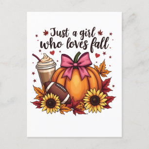 Just a Girl Who Loves Fall Pumpkin Spice Latte Announcement Postcard