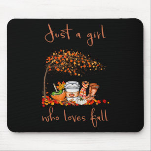 Just A Girl Who Loves Fall Pumpkin Spice Latte Cut Mouse Pad
